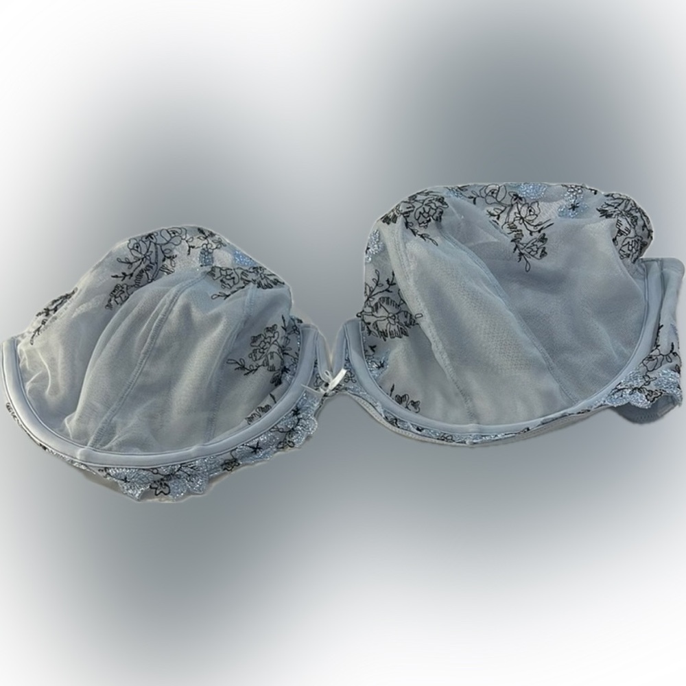 Cacique Blue Mesh/Lace Bra 46F (3D)